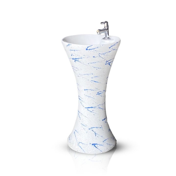 InArt Basin Pedestal Sink - Standing Bathroom Sink Blue White 40x40 CM - InArt-Studio-USA