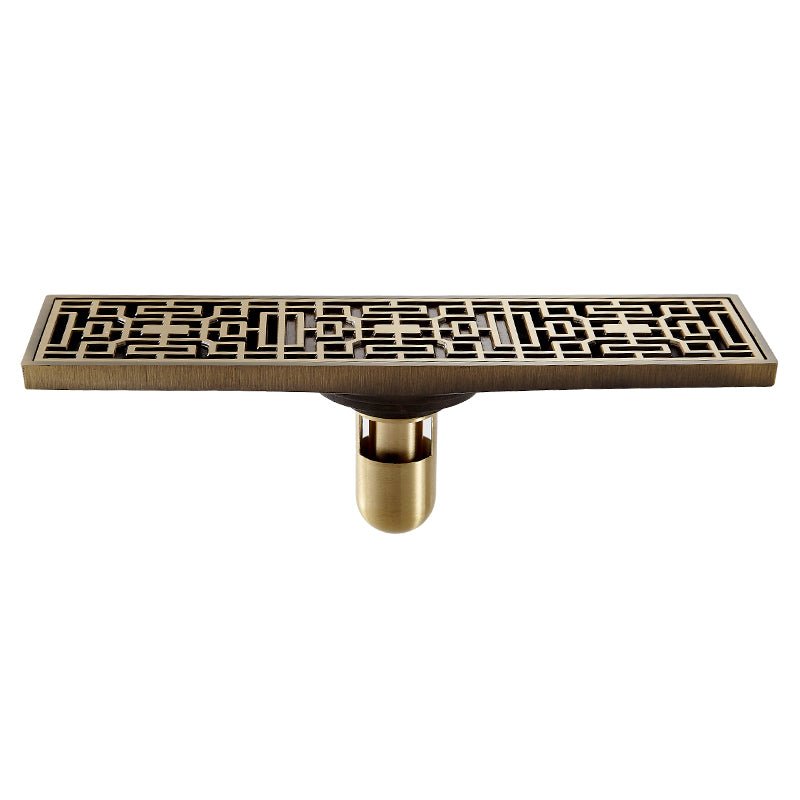InArt Brass Bathroom Floor Water Drain Grating Linear Shower Drain Bronze Antique Finish 12" x 3" - InArt-Studio-USA