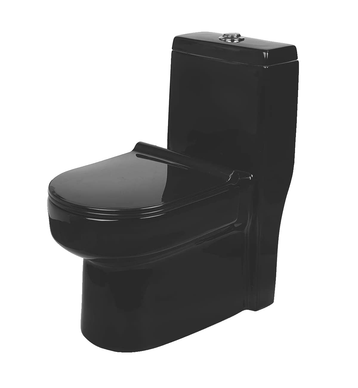 InArt Dual Flush One Piece Syphonic Elongated Toilet with Actuator Flush Decorative Toilets - Seat Included in Glossy Black Color - InArt-Studio-USA