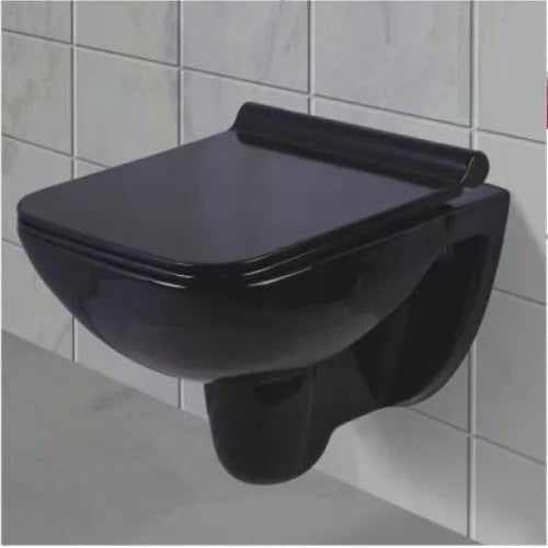 InArt Luxury Wall Mounted Glossy Black Toilet Rimless Flushing Ceramic - Seat Included - InArt-Studio-USA