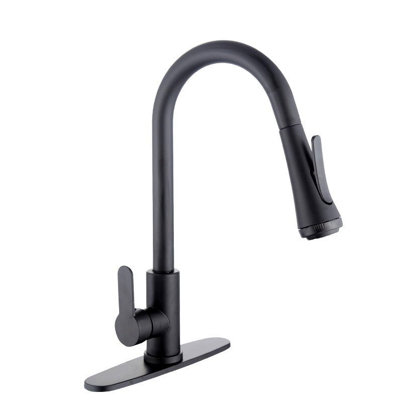 InArt Pull Down Single Handle Kitchen Faucet with TurboSpray and FastMount in Black Matt - InArt-Studio-USA