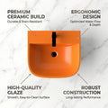 Wall mounted sink ceramic rectangular matte two-tone orange basin and gray exterior with accent line angled view