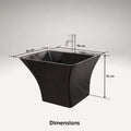 Modern wall-hung ceramic bathroom sink, glossy black square/rectangular rim showing single-hole faucet deck