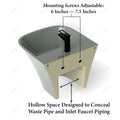 Ceramic wall-hung bathroom sink showing single-hole faucet deck and no-overflow basin, glossy gray finish
