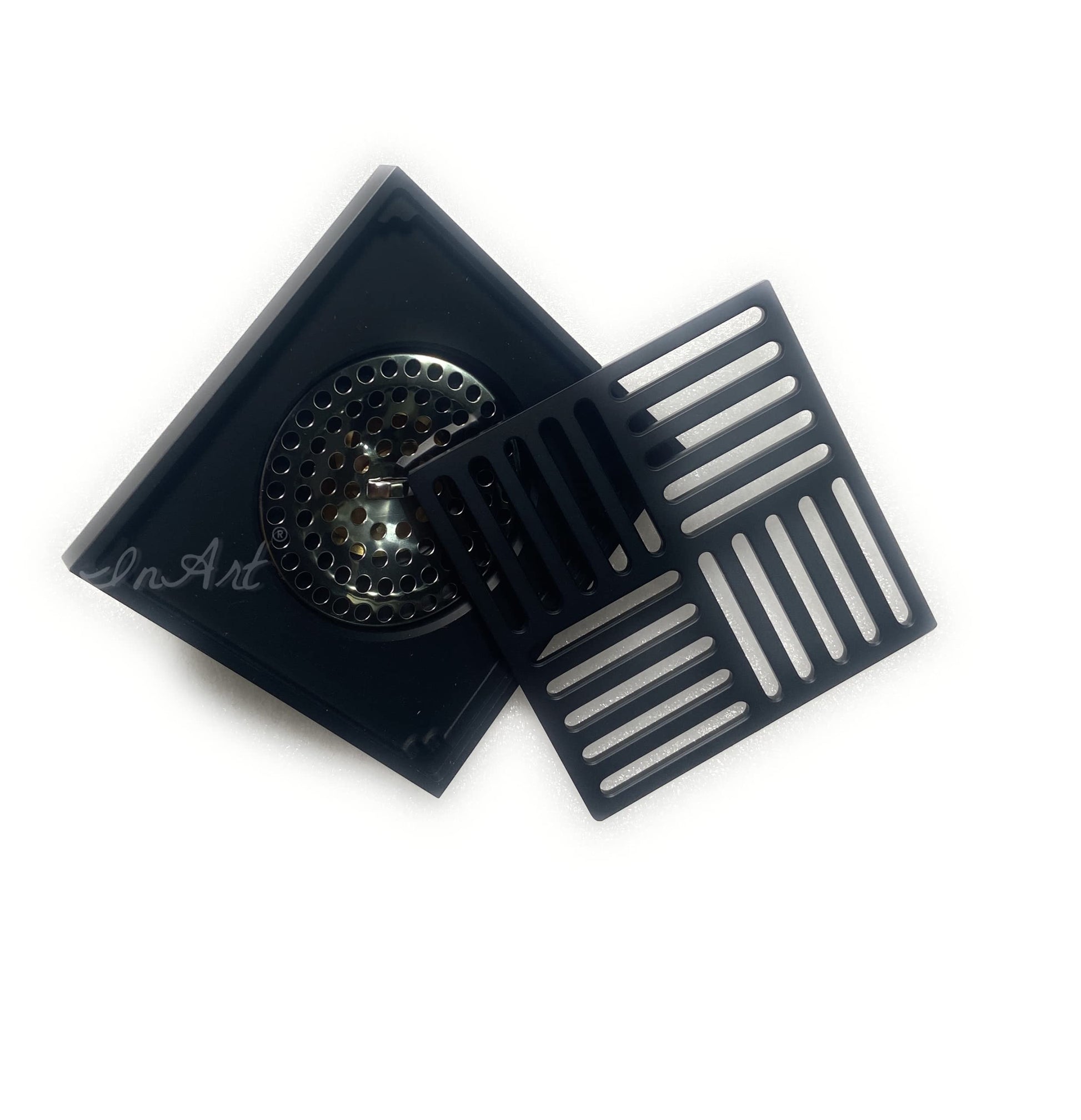 InArt Antique bronze / antique brass look (listing also references black variant naming: "Black 3") Brass Square drain view 2