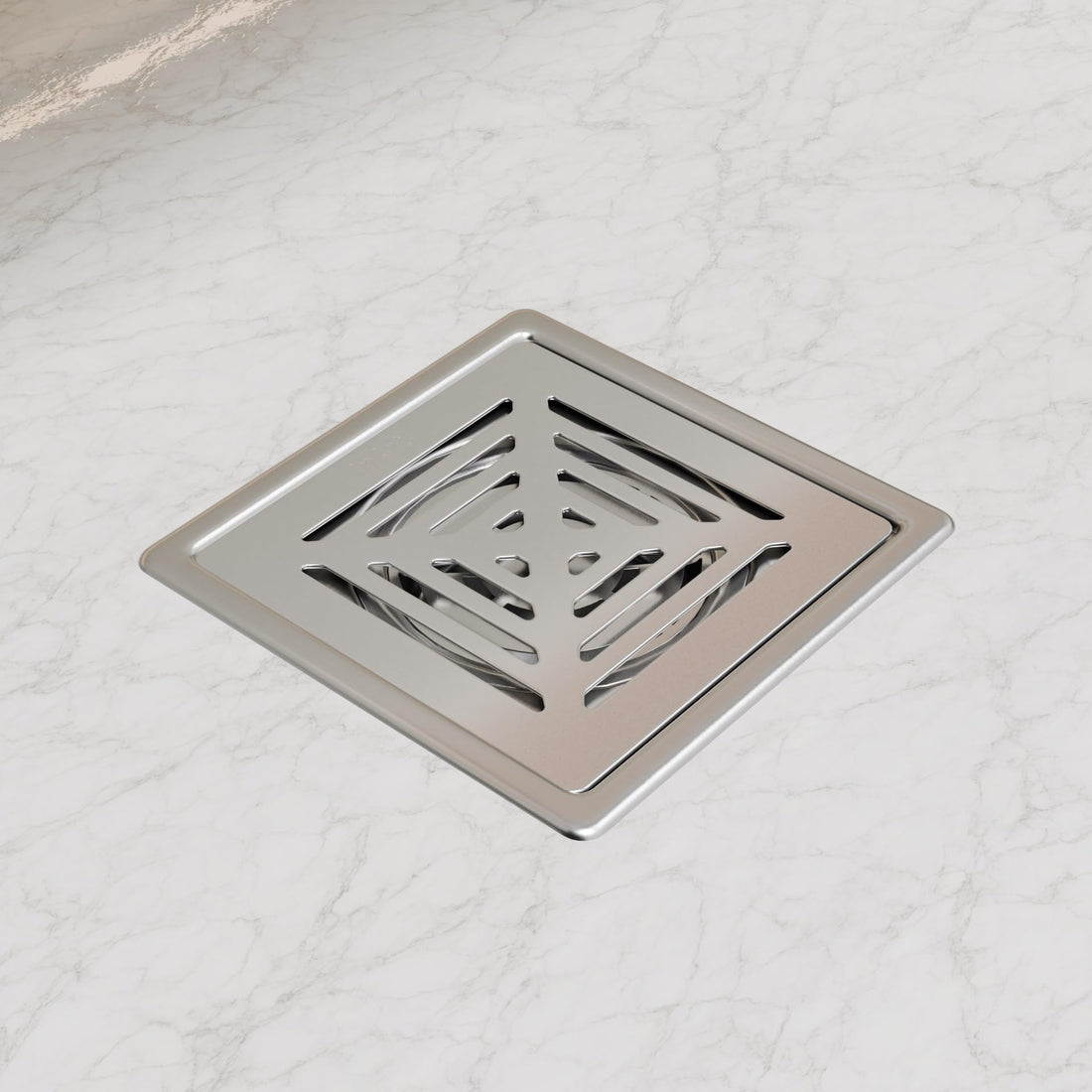 Square stainless steel shower drain cover, brushed 304 stainless slotted grate, 5.9 inch