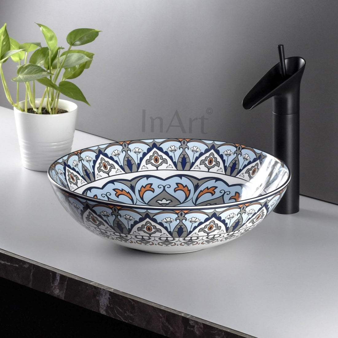 Vessel bowl vanity round glossy white ceramic vessel sink for bathroom countertop