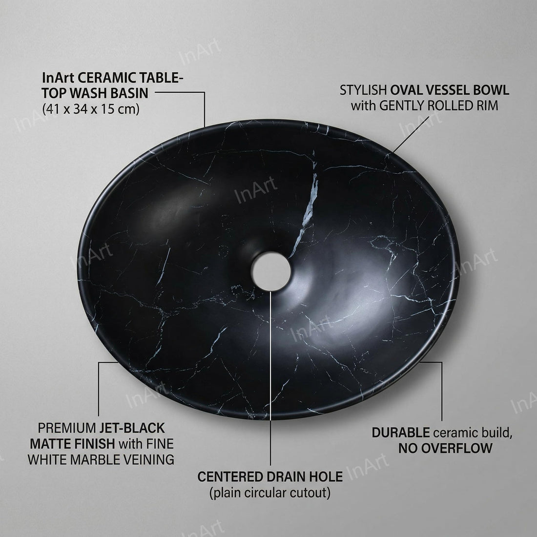 black vessel sink faucet pairing with InArt matte black ceramic rectangular vessel sink 41x34cm