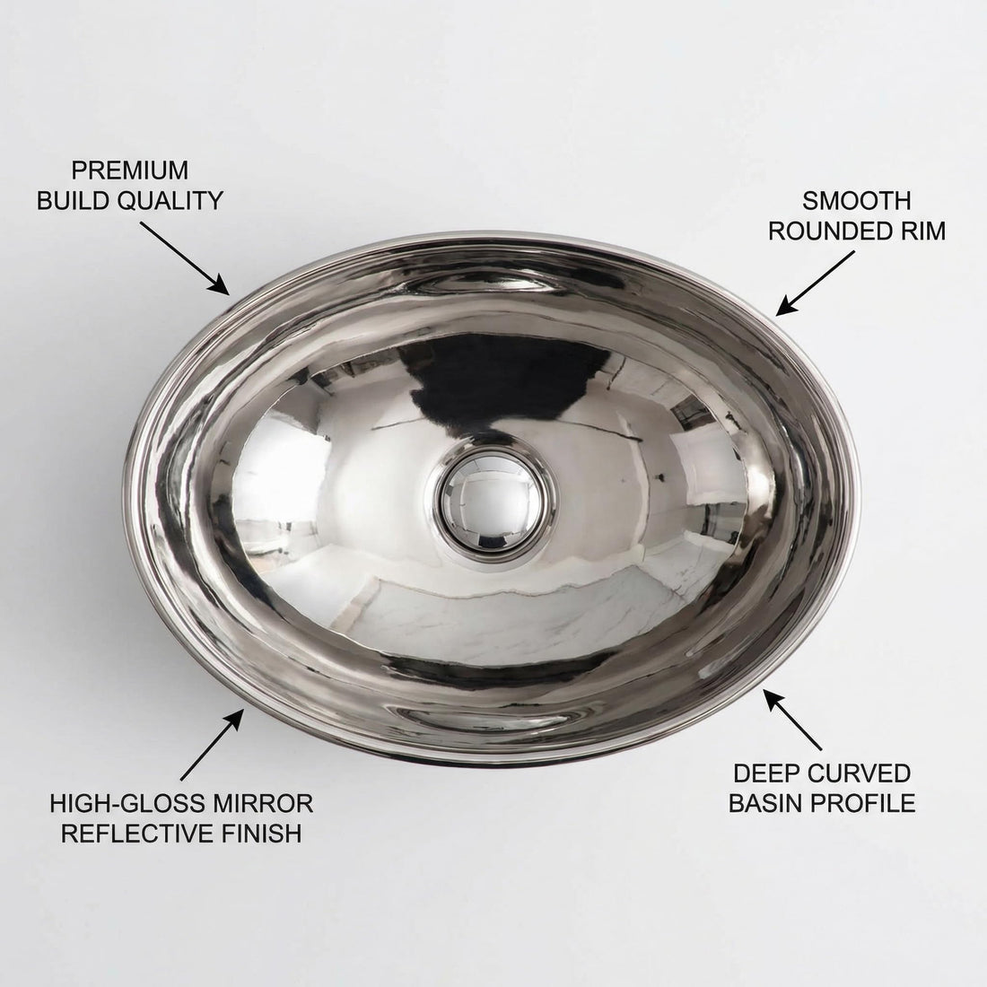 Vessel sinks for bathroom - InArt ceramic oval silver vessel sink 16x13x6 tabletop wash basin