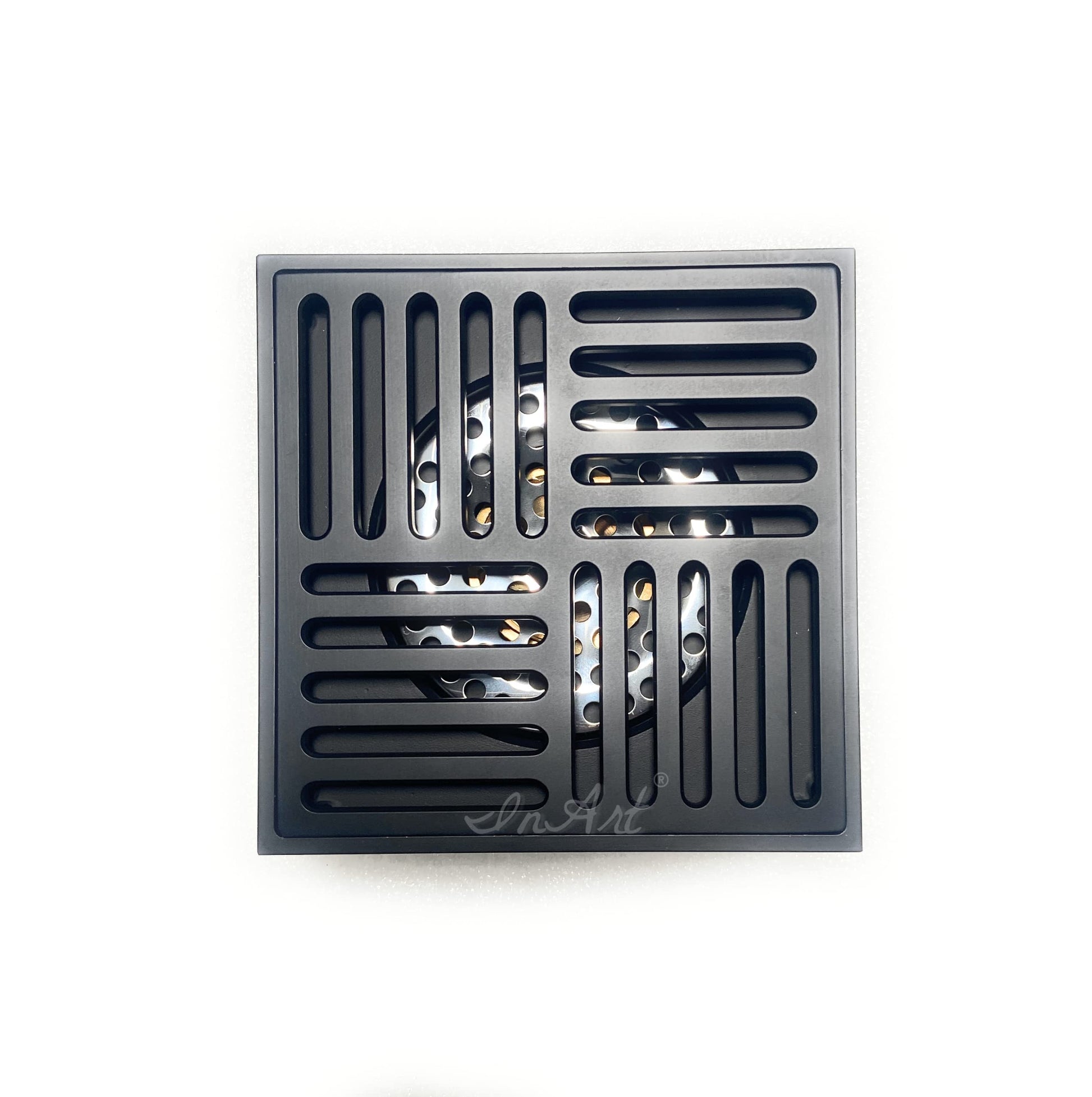 InArt Antique bronze / antique brass look (listing also references black variant naming: "Black 3") Brass Square drain view 1