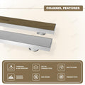 InArt reversible linear drain cover brushed stainless solid side and tile-in insert tray shown side by side