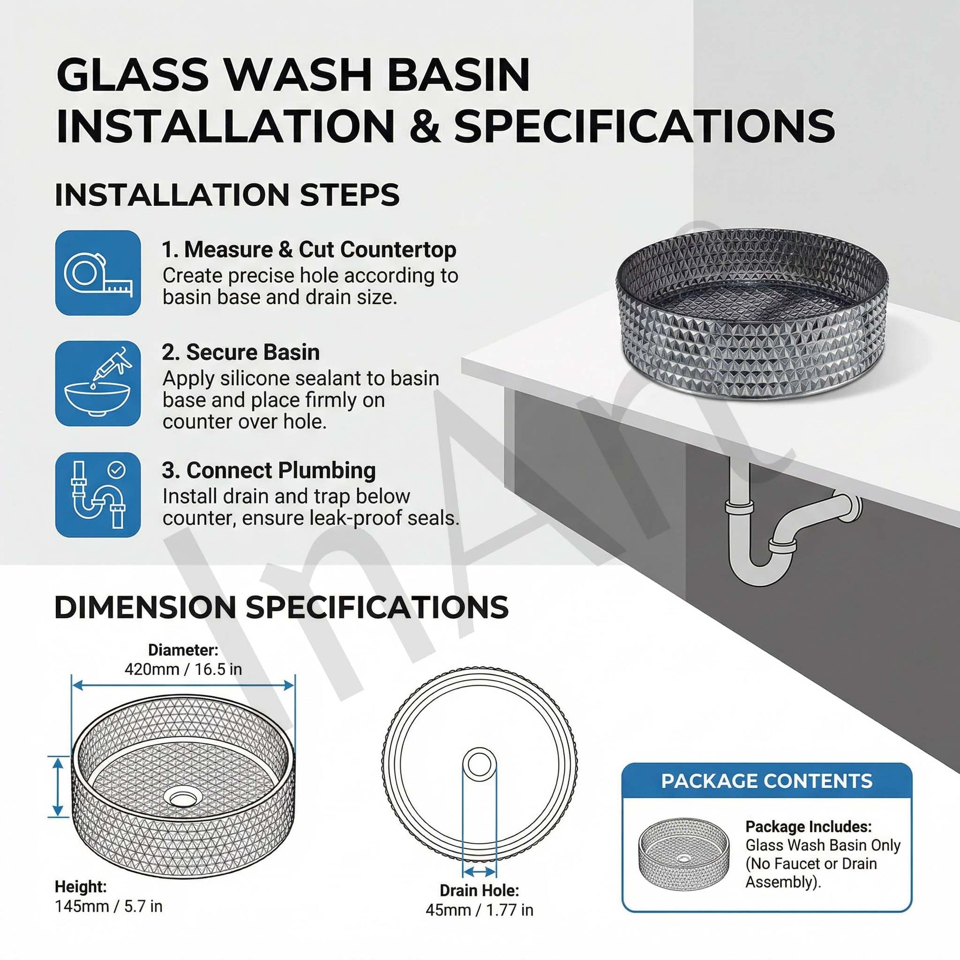 Close-up glossy black silver rim on square tempered glass bowl sinks for the bathroom, scratch-resistant shine