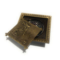 Top view of square floor drain cover brass in antique bronze finish for tile shower floor