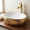 InArt Wash Basin glossy gold vessel sink, ceramic bowl countertop design