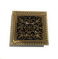 Brass square floor drain grate with removable cover, antique bronze finish, bathroom tile application