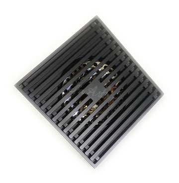 InArt 4 inch brass square shower floor drain grate in antique bronze finish, top view