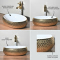 Vessel sink gold ceramic bowl, top-down angle showing glossy gold interior