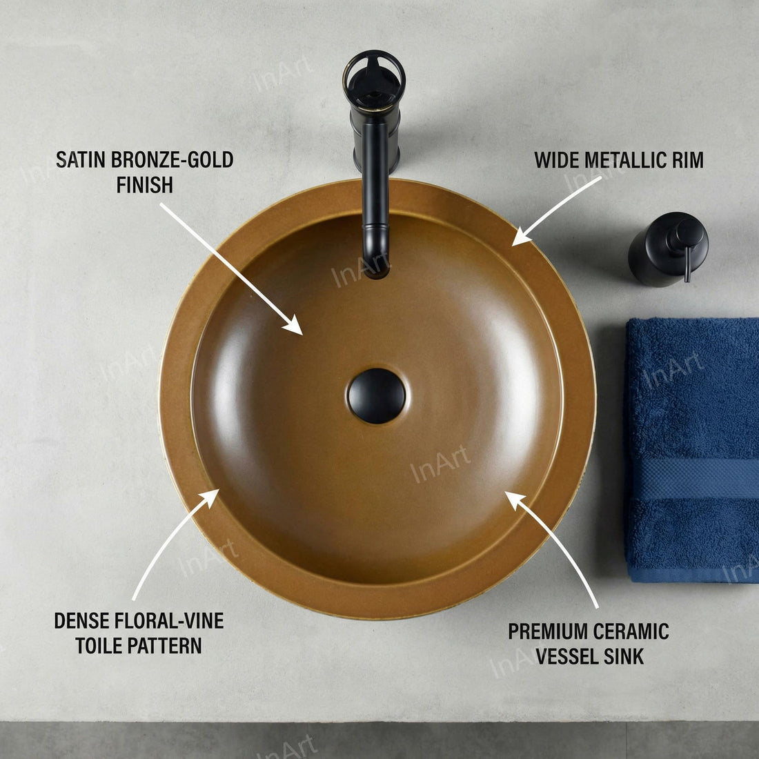 Vessel bowl vanity InArt Moroccan multicolor ceramic square wash basin 16x16 tabletop bathroom sink