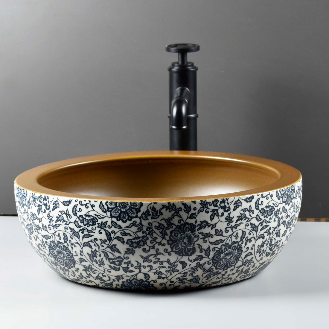 InArt Moroccan Multicolor Ceramic Vessel Sink – 16" Round Countertop Bathroom Basin DW291