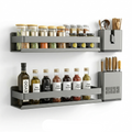 InArt No-Drill Wall-Mounted Spice Rack & Condiment Shelf main hero for a U.S. ecommerce listing. Product type: general home product. Visible variant shown: Color: Gray 60cm.
