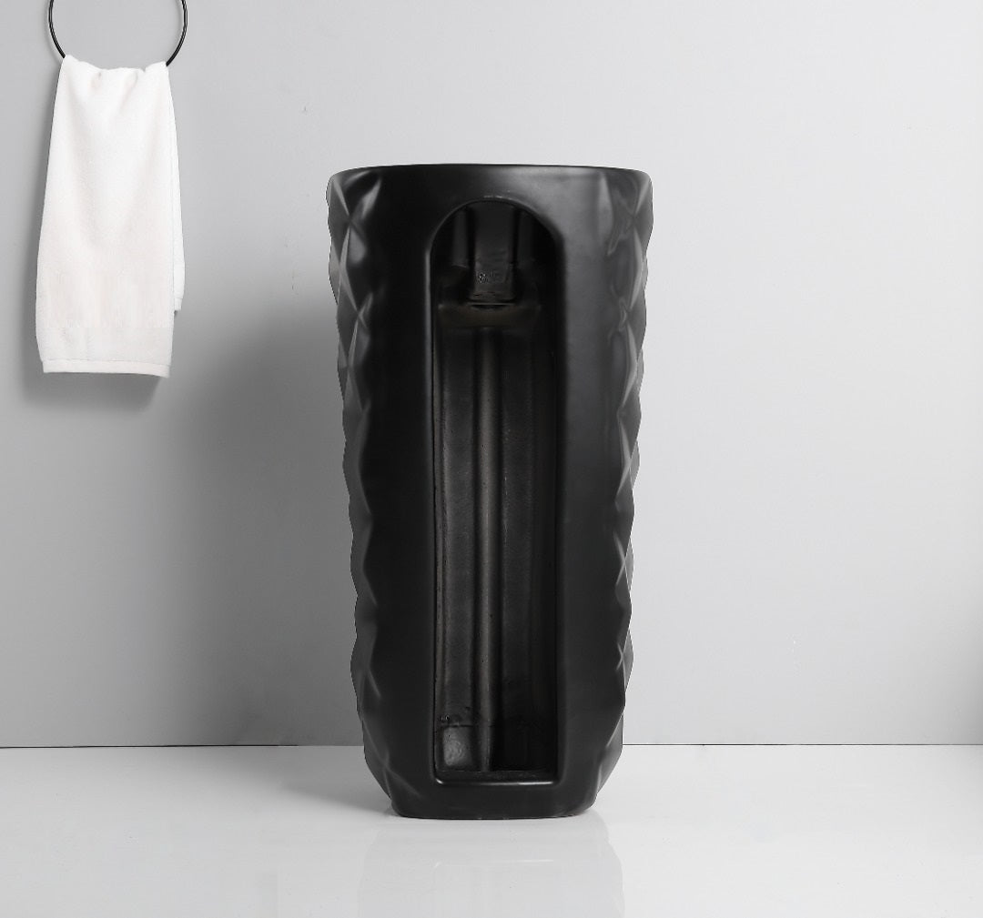 InArt Basin Pedestal Sink - Standing Bathroom Sink Black Matt 41x41 CM - InArt-Studio-USA