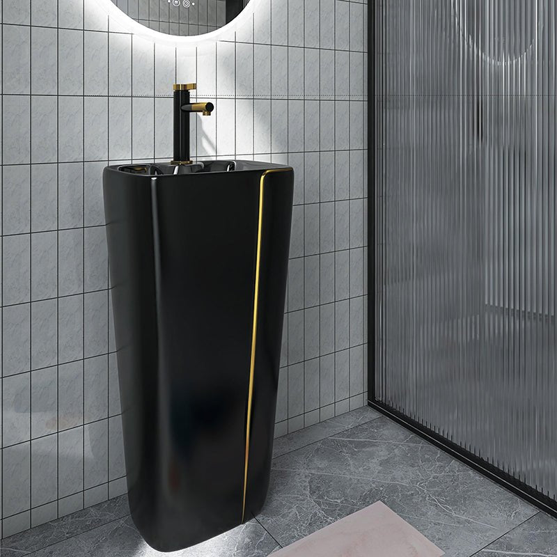 InArt Basin Pedestal Sink - Standing Bathroom Sink Black Matte 41x41 CM - InArt-Studio-USA