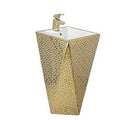 InArt Basin Pedestal Sink - Standing Bathroom Sink Gold White 46x46 CM - InArt-Studio-USA