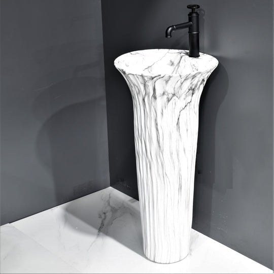 InArt Basin Pedestal Sink - Standing Bathroom Sink Marble 41x41 CM - InArt-Studio-USA