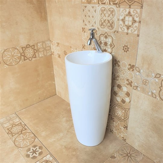 InArt Basin Pedestal Sink - Standing Bathroom Sink White 38x38 CM - InArt-Studio-USA