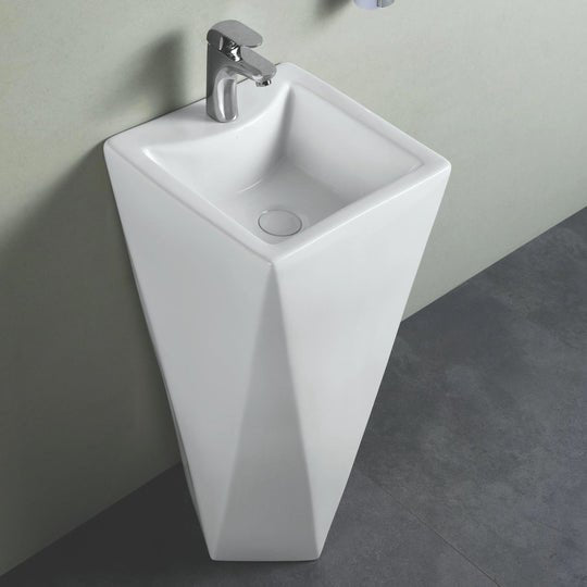 InArt Basin Pedestal Sink - Standing Bathroom Sink White 45x40 CM - InArt-Studio-USA
