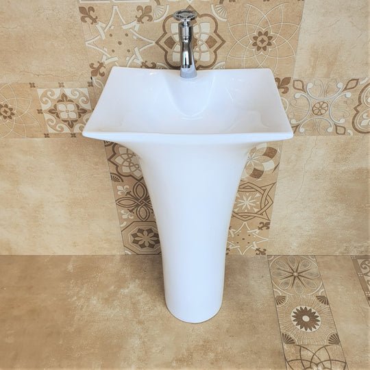 InArt Basin Pedestal Sink - Standing Bathroom Sink White 47x38 CM - InArt-Studio-USA