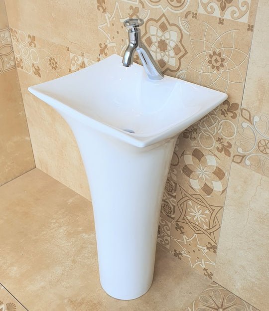InArt Basin Pedestal Sink - Standing Bathroom Sink White 47x38 CM - InArt-Studio-USA