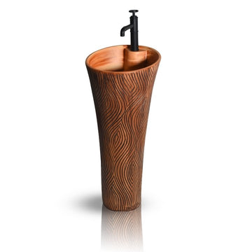 InArt Basin Pedestal Sink - Standing Bathroom Sink Wooden 38x38 CM - InArt-Studio-USA