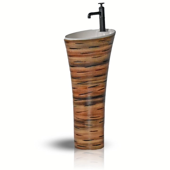 InArt Basin Pedestal Sink - Standing Bathroom Sink Wooden 38x38 CM - InArt-Studio-USA