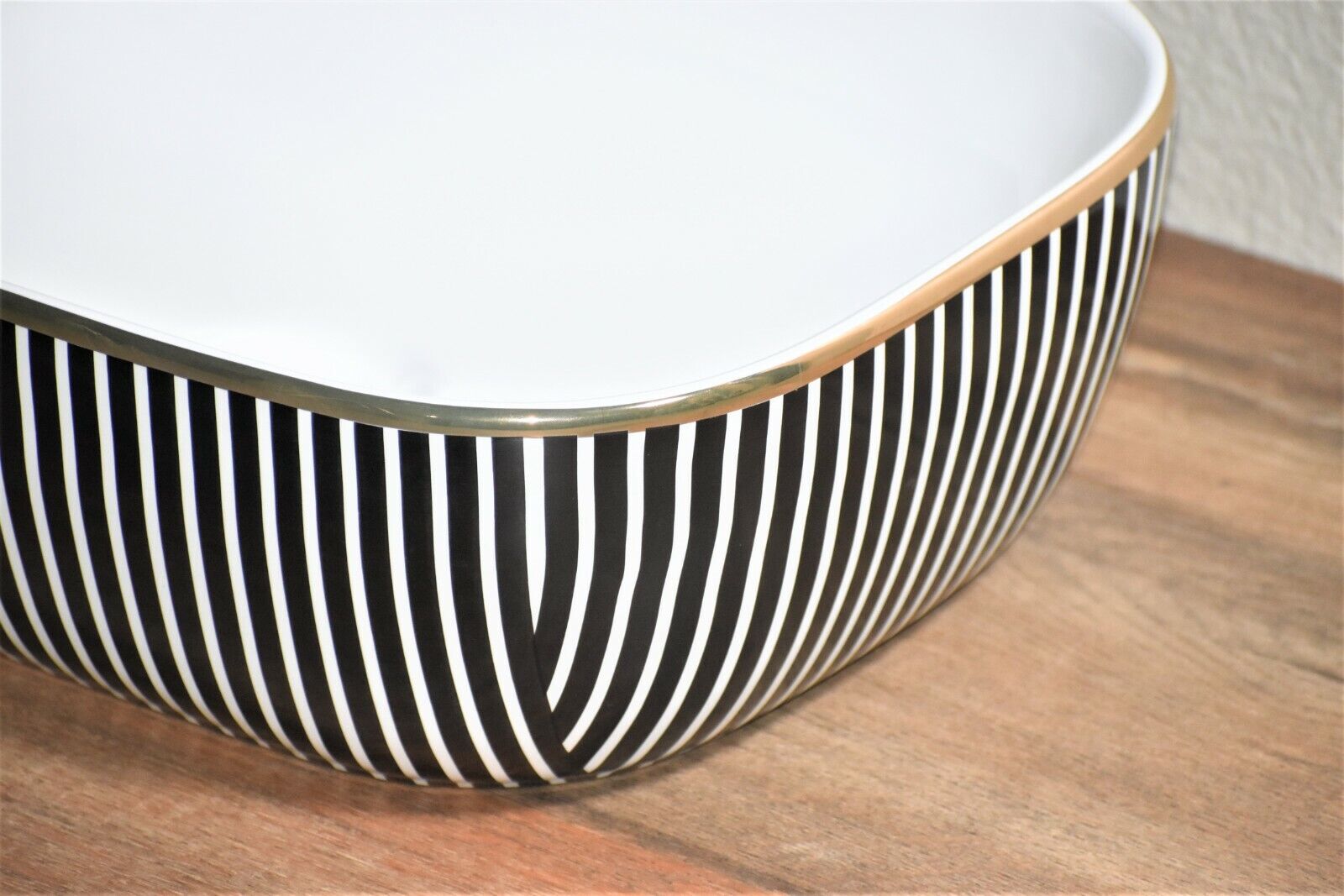InArt Ceramic Rectangle Shape Above Counter Top Wash Basin Bathroom Porcelain Vessel Sink Bowl For Lavatory/Bathroom 46 x 33 x 14 CM (Black White) - InArt-Studio-USA