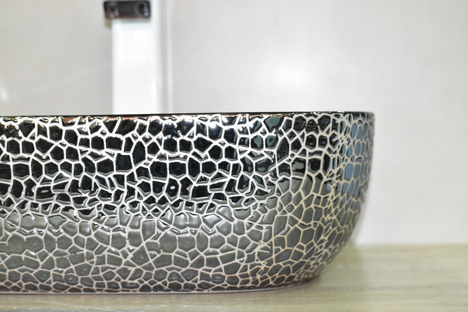 InArt Ceramic Rectangle Shape Above Counter Top Wash Basin Bathroom Porcelain Vessel Sink Bowl For Lavatory/Bathroom 46 x 33 x 14Cm (Gold ) - InArt-Studio-USA