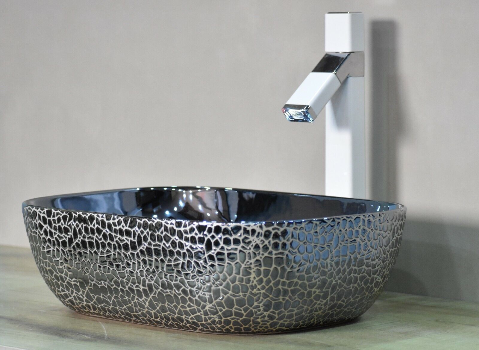 InArt Ceramic Rectangle Shape Above Counter Top Wash Basin Bathroom Porcelain Vessel Sink Bowl For Lavatory/Bathroom 46 x 33 x 14Cm (Gold ) - InArt-Studio-USA