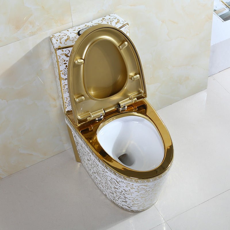 InArt Dual Flush One Piece Syphonic Elongated Toilet with Actuator Flush - Seat Included in Gold Color - InArt-Studio-USA