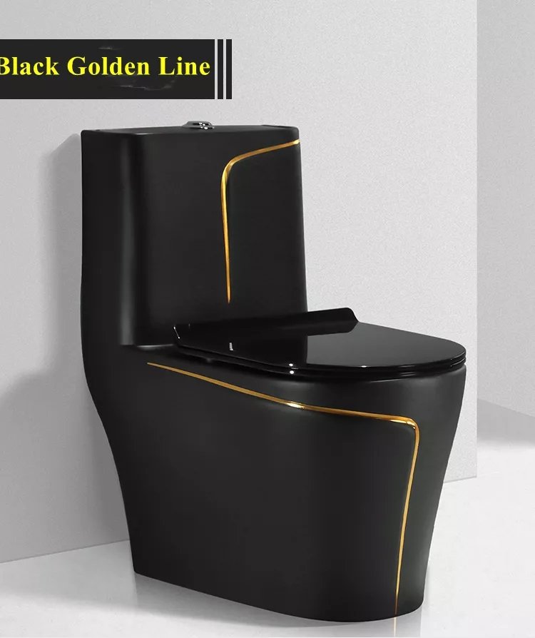 InArt Dual-Flush Siphon Flushing Rimless Elongated One-Piece Toilet (Seat Included) Rough-In Size: 12'' Black Gold - InArt-Studio-USA