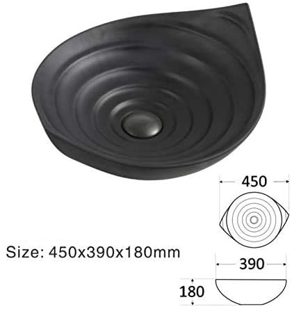 InArt Leaf Bathroom Ceramic Vessel Sink Art Basin in Black Matte Color - InArt-Studio-USA