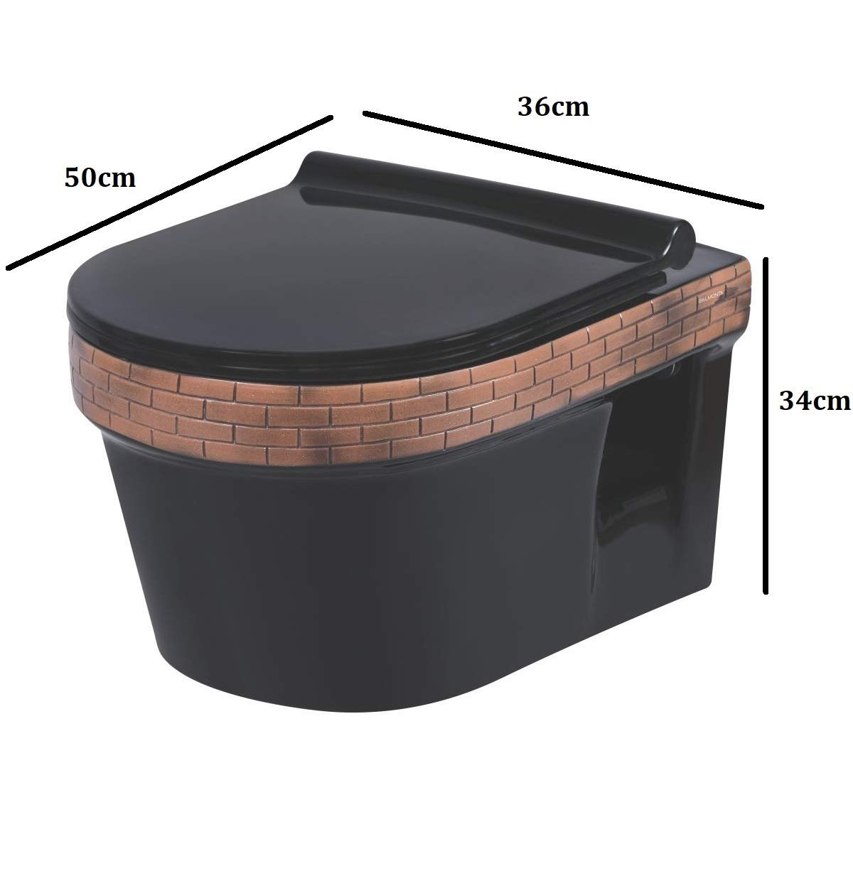 InArt Luxury Black Wall Mounted Toilet Rimless Flushing Ceramic - Seat Included - InArt-Studio-USA