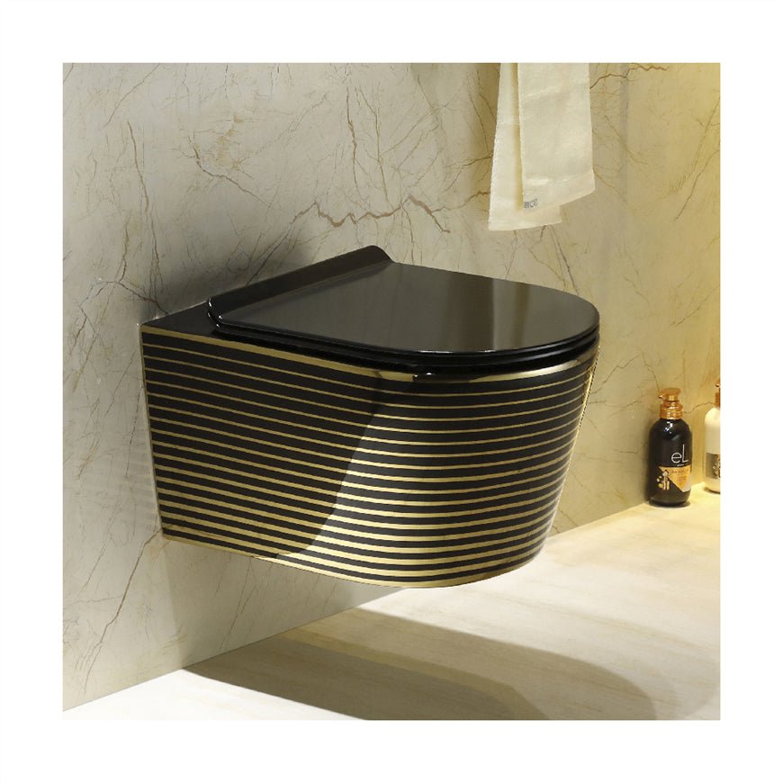 InArt Luxury Elongated Gold Color Wall-Mount Toilet Rimless Flushing Ceramic - Seat Included - InArt-Studio-USA