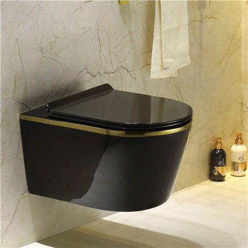 InArt Luxury Elongated Gold Color Wall-Mount Toilet Rimless Flushing Ceramic - Seat Included - InArt-Studio-USA