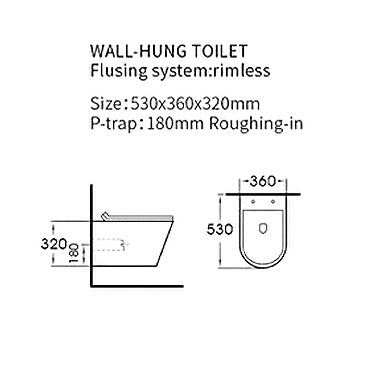 InArt Luxury Elongated Wall-Mount Toilet Rimless Flushing Ceramic - Seat Included in Black Color - InArt-Studio-USA