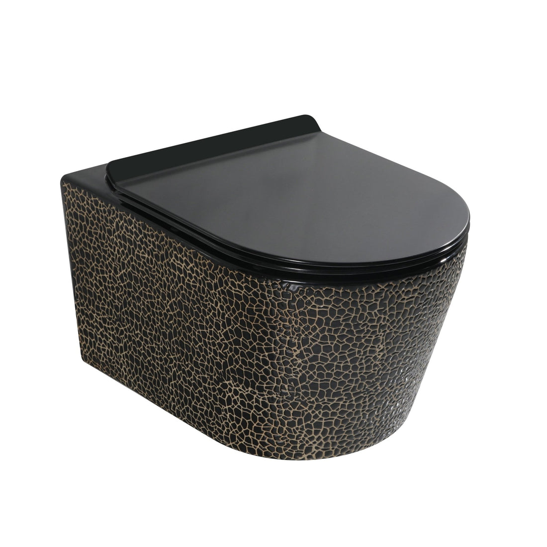 InArt Luxury Elongated Wall-Mount Toilet Rimless Flushing Ceramic - Seat Included in Black Color - InArt-Studio-USA