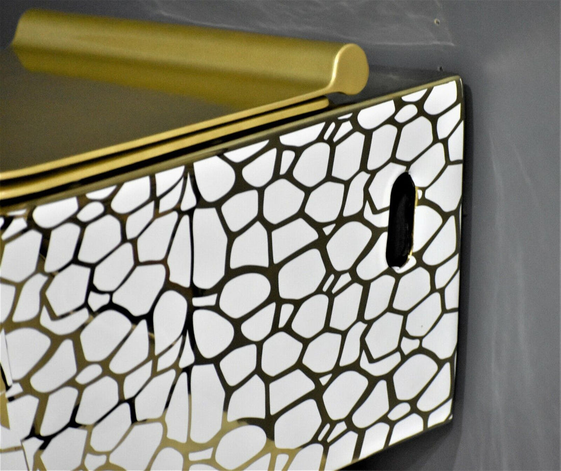 InArt Luxury Elongated Wall-Mount Toilet Rimless Flushing Ceramic - Seat Included in Gold Color - InArt-Studio-USA