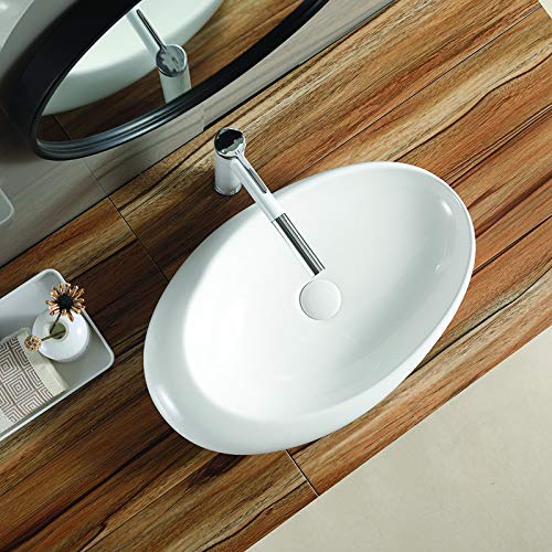 InArt Oval Bathroom Ceramic Egg Shape Vessel Sink Art Basin White Color 50 x 30 CM - InArt-Studio-USA