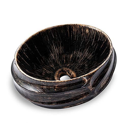 InArt Oval Bathroom Ceramic Vessel Sink Art Basin in Black Color - InArt-Studio-USA