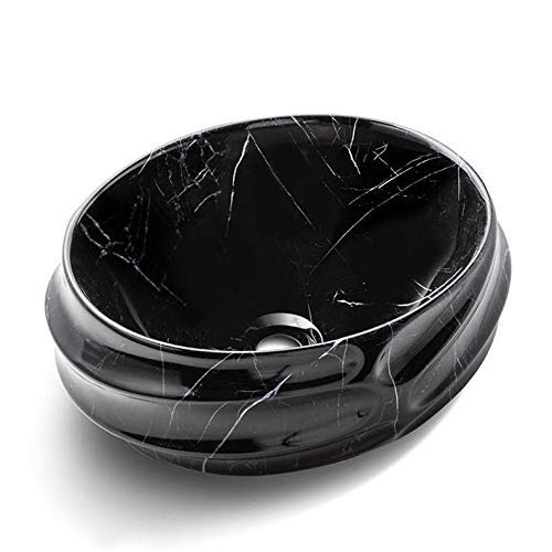 InArt Oval Bathroom Ceramic Vessel Sink Art Basin in Black Color - InArt-Studio-USA