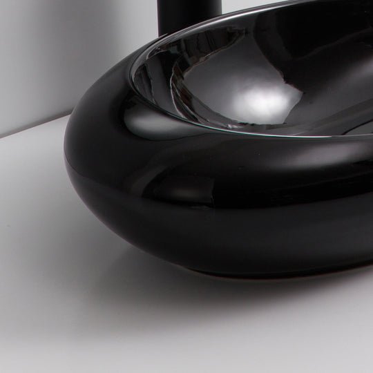 InArt Oval Bathroom Ceramic Vessel Sink Art Basin in Black Color - InArt-Studio-USA